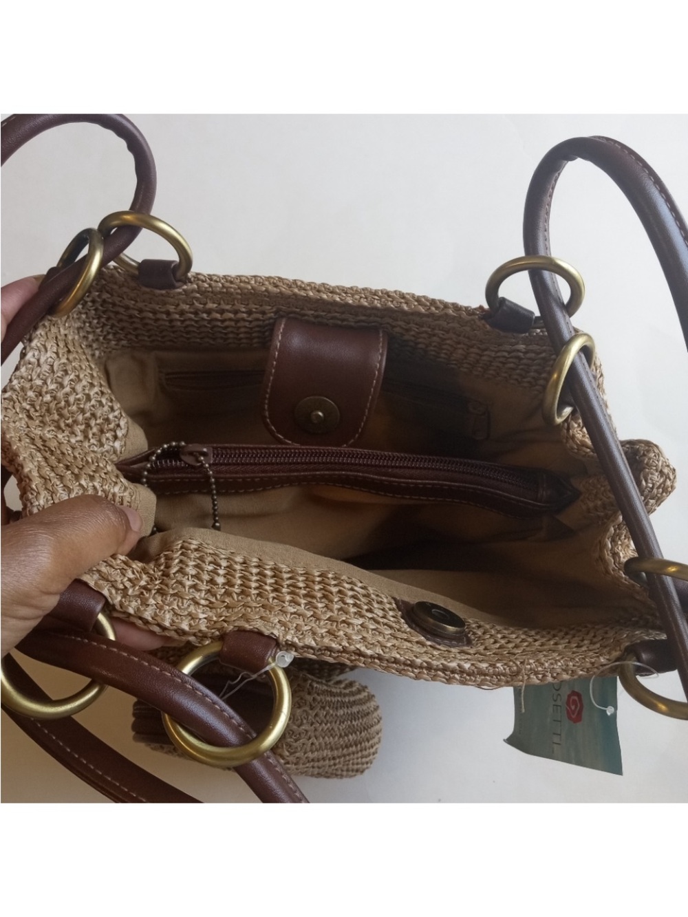 Rosetti Woven Brown Handbag & Matching Coin Pouch NWT - Picture 4 of 7